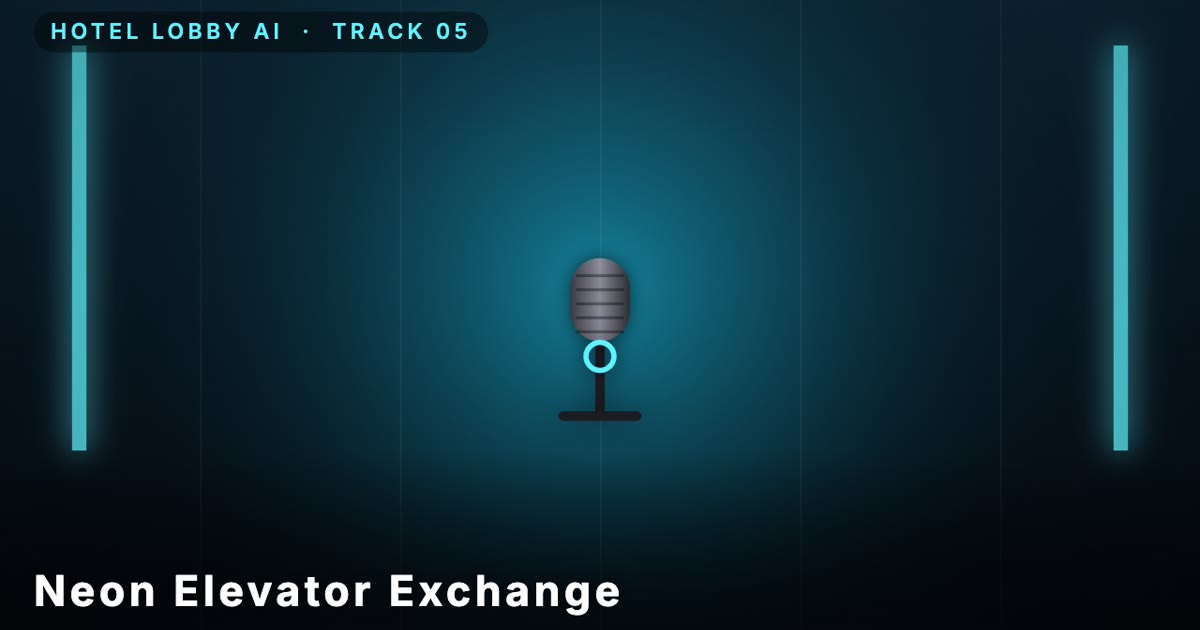 Neon Elevator Exchange — Hotel Lobby AI stage, track 05
